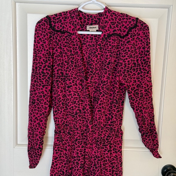 Zadig & Voltaire add to hearts Leopard Reveal Dress pink fuchsia 31714 - Picture 5 of 12